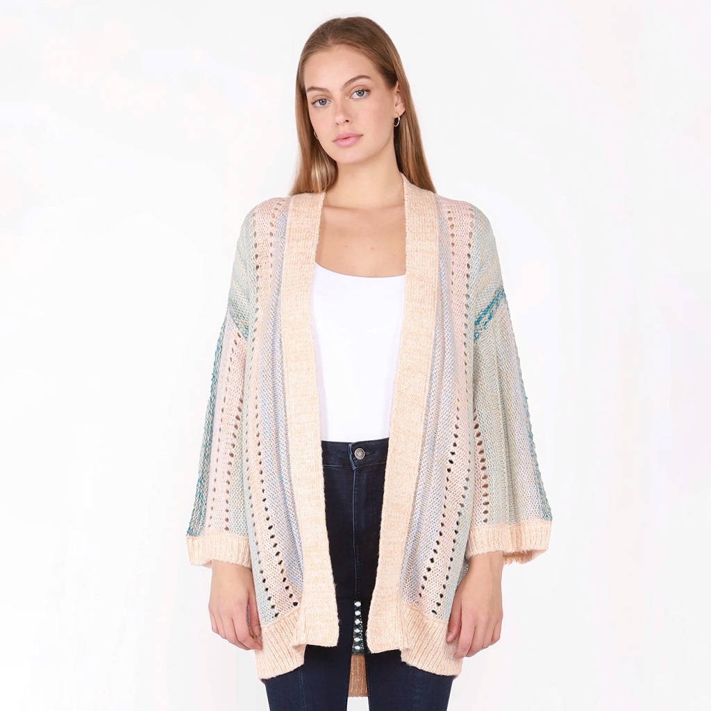 Dex Groovy Kimono Sleeve Cardigan Women's Size X Pink Pastel Lightweight Boho